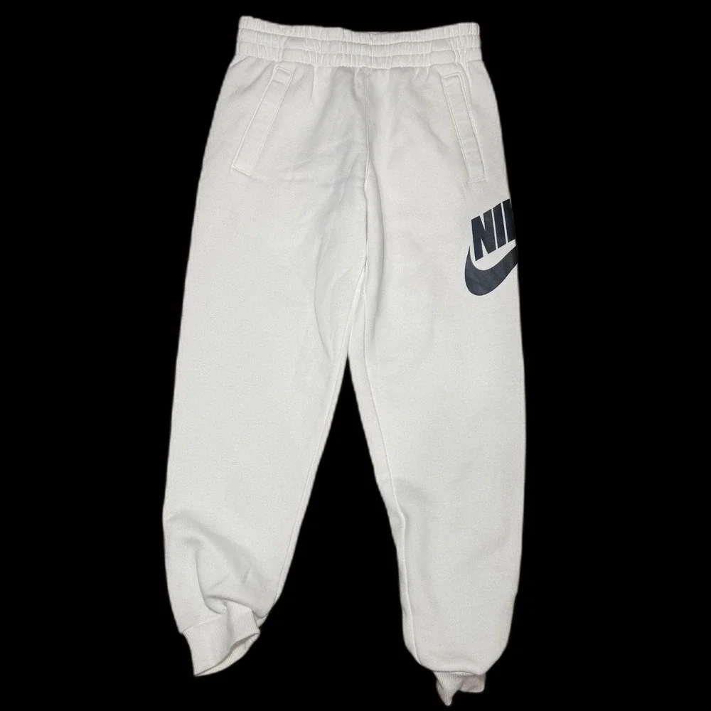 2 PAIR NIKE Big Kid Fleece Joggers Size YM‎  White and Grey  NWOT Unisex